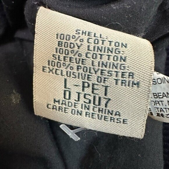 LL Bean Women's L Petite Corduroy Jacket Belted Double Breasted Navy Blue Cotton - Picture 7 of 9